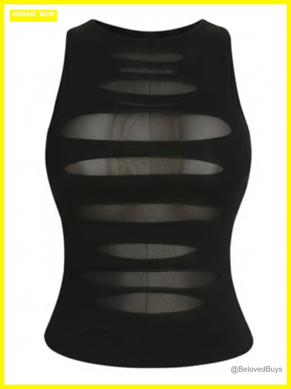 Plus Size Punk Rock Mesh Cut Out Sleeveless Tank Top